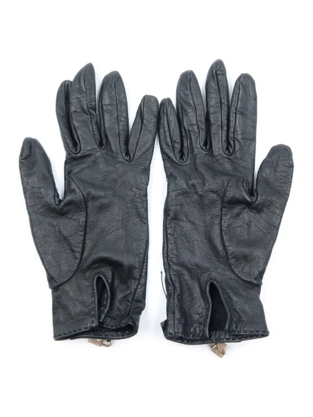 Hermes Soya Gloves Leather Silver Black
